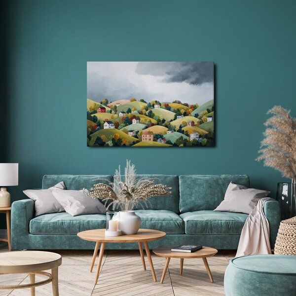 Quadro su tela – Paesaggio autunnale con casette
