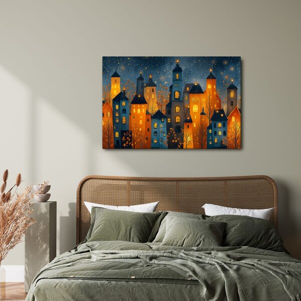 Quadro su tela – Città natalizia di notte