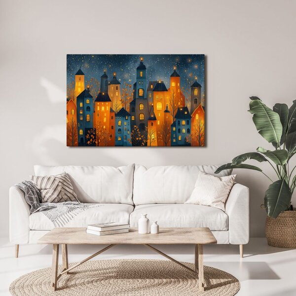 Quadro su tela – Città natalizia di notte