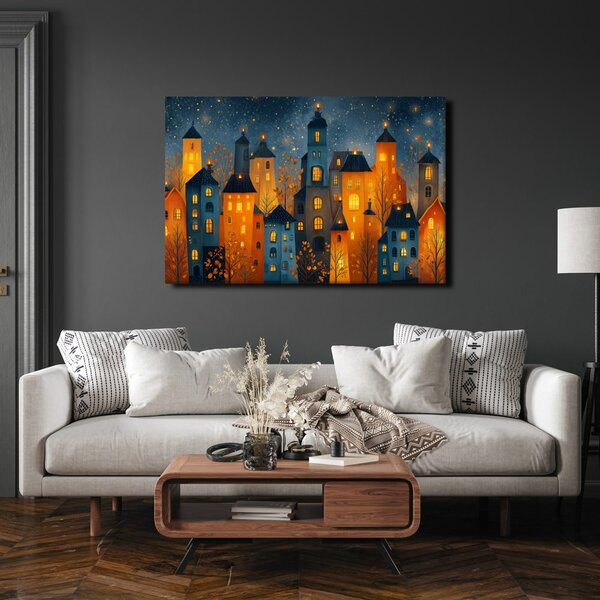 Quadro su tela – Città natalizia di notte