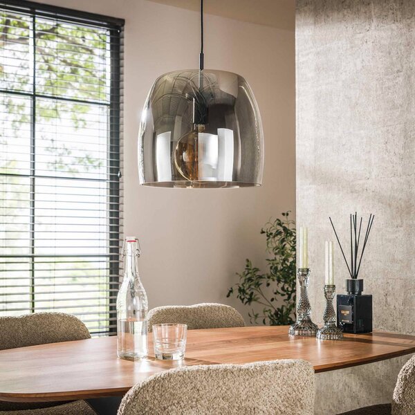 ZIJLSTRA Lampada a sospensione in vetro Philippa, dimmerabile, Alluminio / Grigio / Zincato, Soggiorno / Sala da pranzo, Vetro, Moderno, Lampada a sospensione