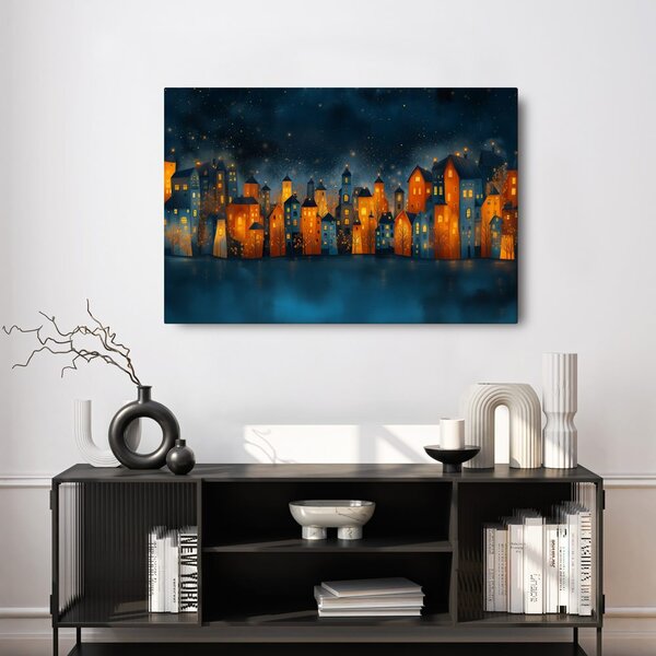 Quadro su tela – Città notturna natalizia