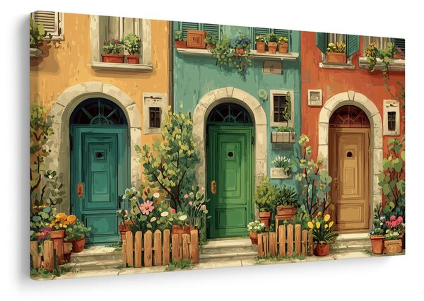 Quadro su tela – Vicolo pittoresco con fiori