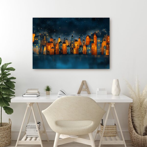 Quadro su tela – Città notturna natalizia