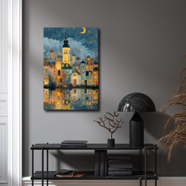 Quadro su tela – Magica notte invernale in città
