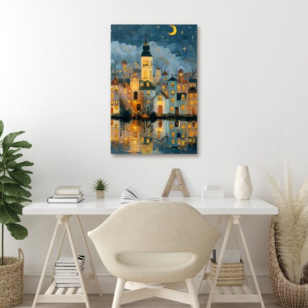 Quadro su tela – Magica notte invernale in città