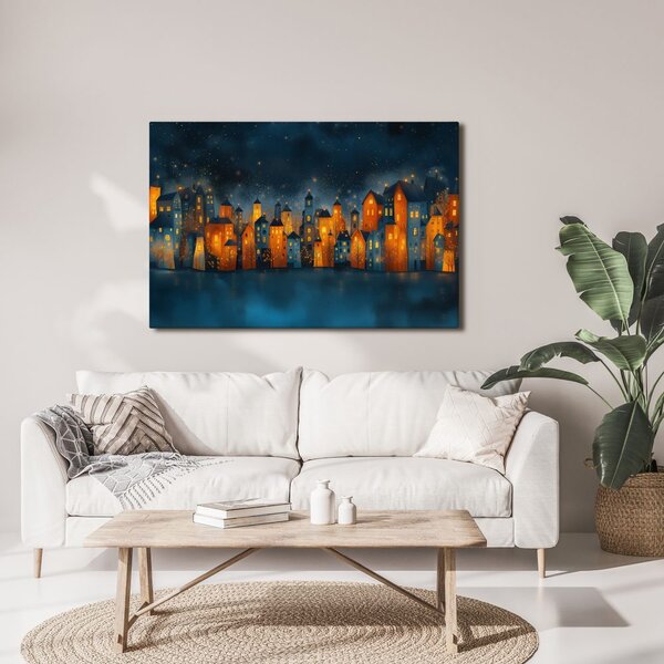 Quadro su tela – Città notturna natalizia