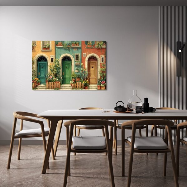 Quadro su tela – Vicolo pittoresco con fiori