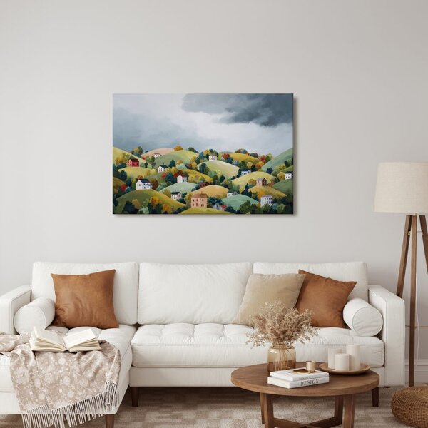Quadro su tela – Paesaggio autunnale con casette