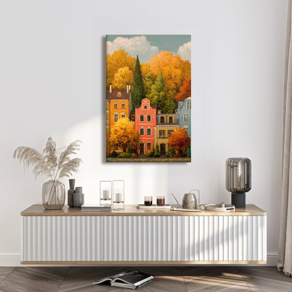 Quadro su tela – Case storiche in autunno