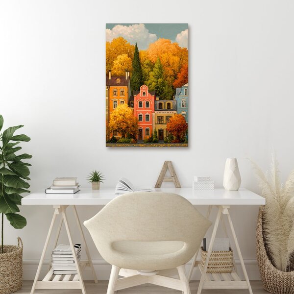 Quadro su tela – Case storiche in autunno