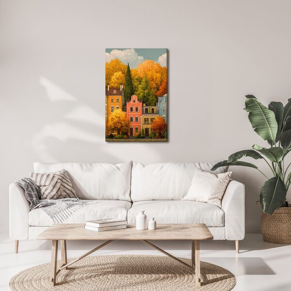 Quadro su tela – Case storiche in autunno