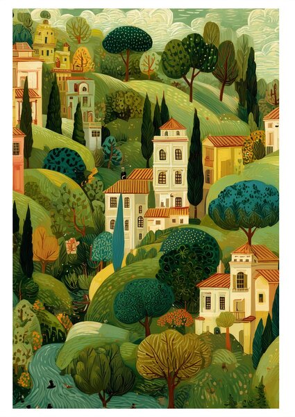 Quadro su tela – Idillio rurale e colline