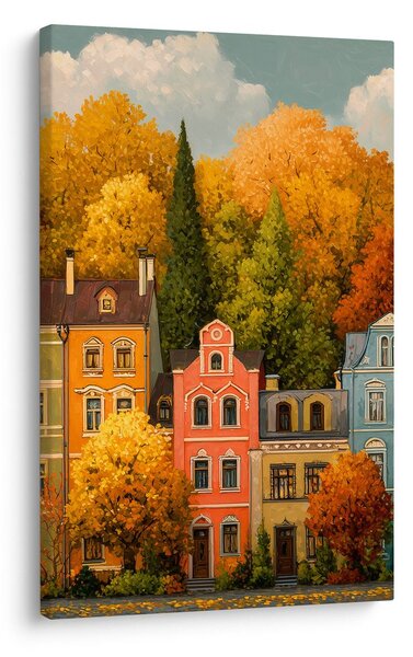 Quadro su tela – Case storiche in autunno