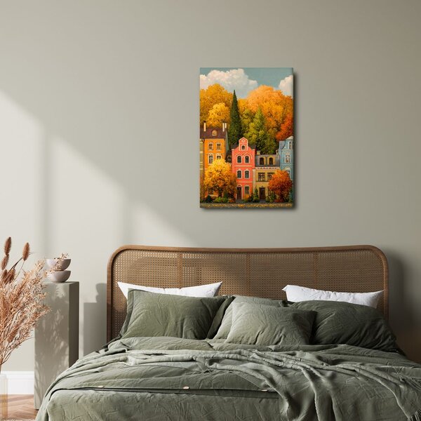 Quadro su tela – Case storiche in autunno