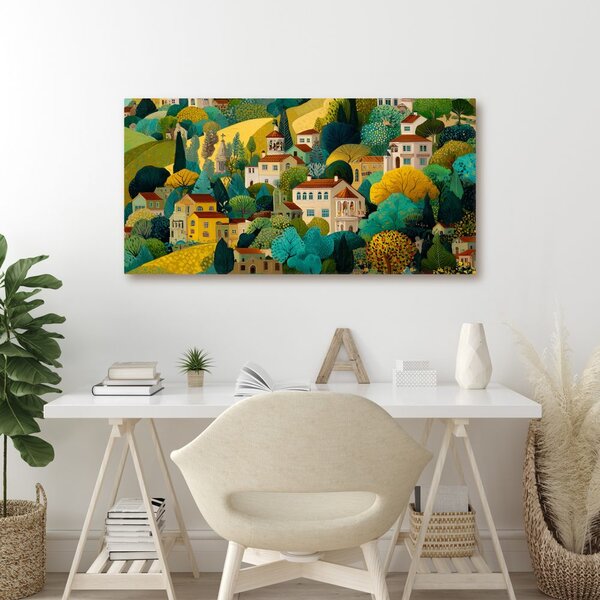 Quadro su tela – Armonia tra case e alberi