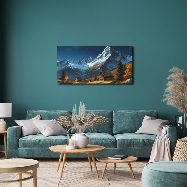Quadro su tela – Paesaggio invernale magico con luna