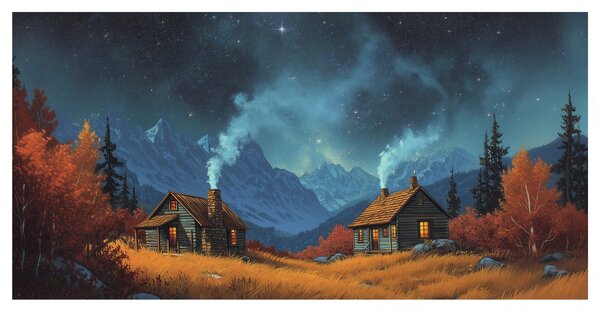 Quadro su tela – Baite natalizie in montagna