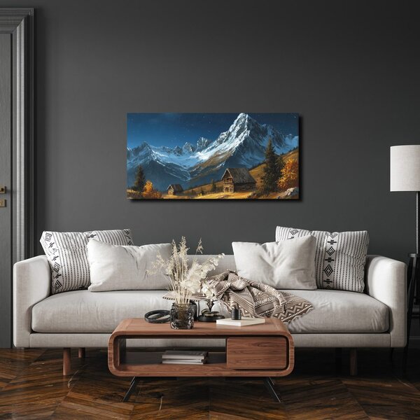 Quadro su tela – Paesaggio invernale magico con luna