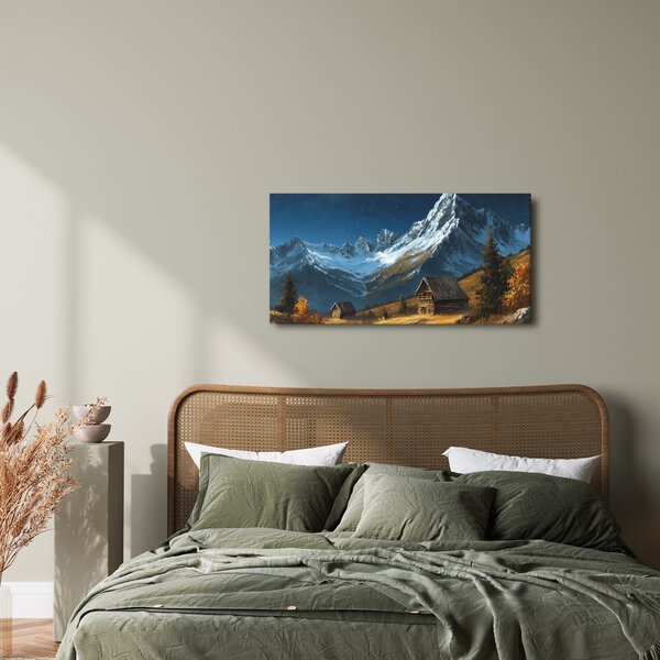 Quadro su tela – Paesaggio invernale magico con luna