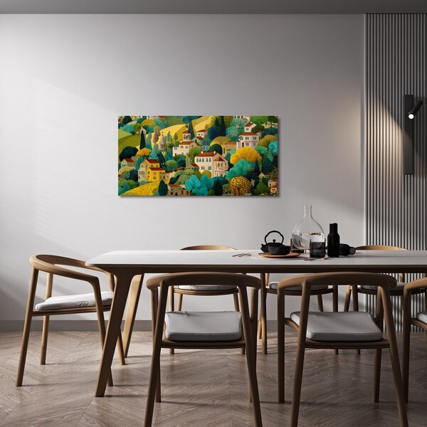 Quadro su tela – Armonia tra case e alberi