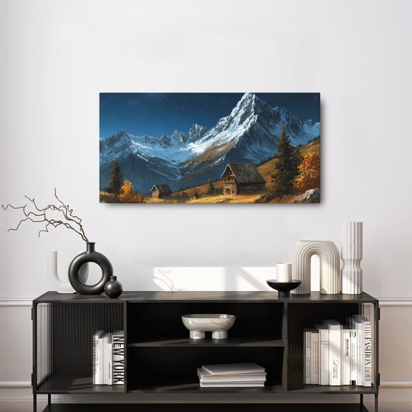 Quadro su tela – Paesaggio invernale magico con luna