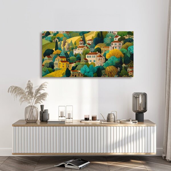 Quadro su tela – Armonia tra case e alberi