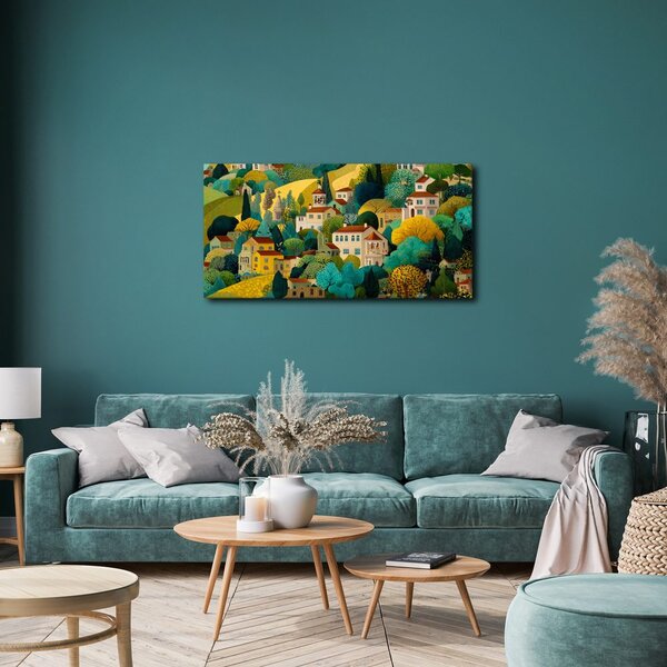 Quadro su tela – Armonia tra case e alberi
