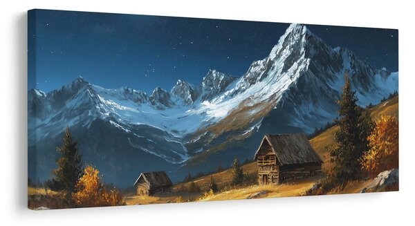 Quadro su tela – Paesaggio invernale magico con luna