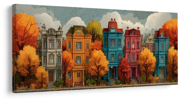 Quadro su tela – Case storiche in autunno