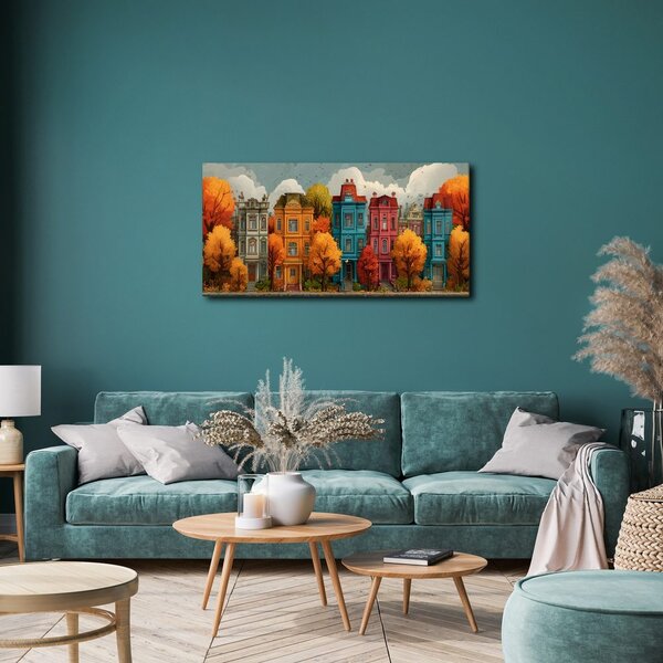Quadro su tela – Case storiche in autunno