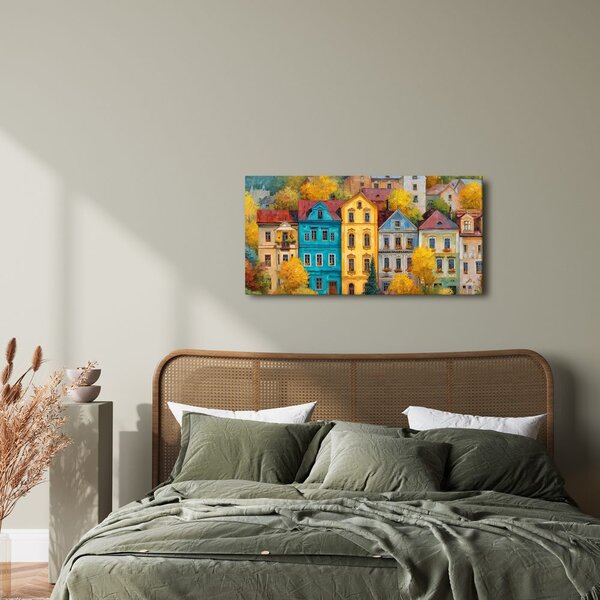Quadro su tela – Case colorate in autunno