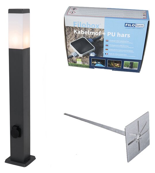 Lampada da esterno Grigio scuro 80 cm con portalampada IP44 - Malios