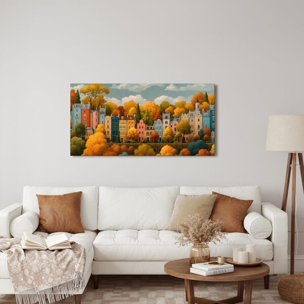 Quadro su tela – Case colorate in autunno