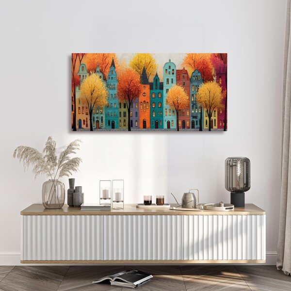 Quadro su tela – Case pittoresche in veste autunnale