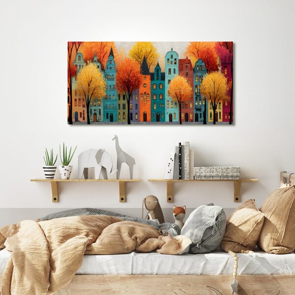 Quadro su tela – Case pittoresche in veste autunnale