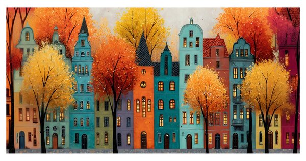 Quadro su tela – Case pittoresche in veste autunnale