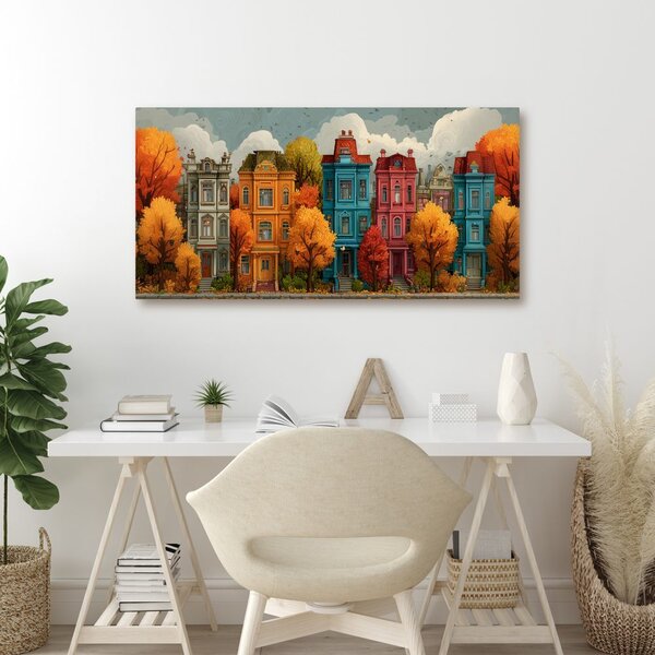 Quadro su tela – Case storiche in autunno