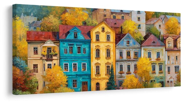 Quadro su tela – Case colorate in autunno