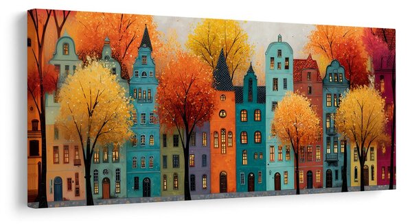 Quadro su tela – Case pittoresche in veste autunnale