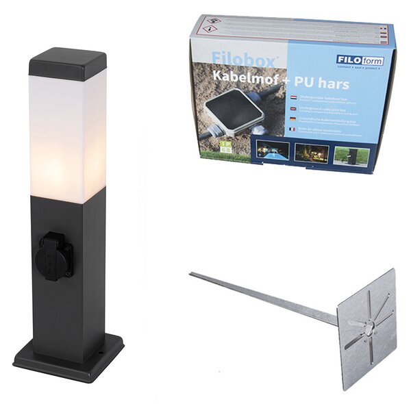Lampada da esterno grigio scuro 45 cm con attacco IP44 - Malios