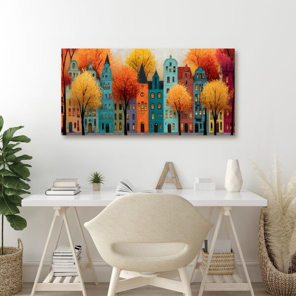 Quadro su tela – Case pittoresche in veste autunnale