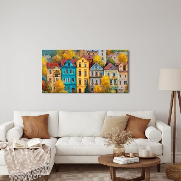 Quadro su tela – Case colorate in autunno