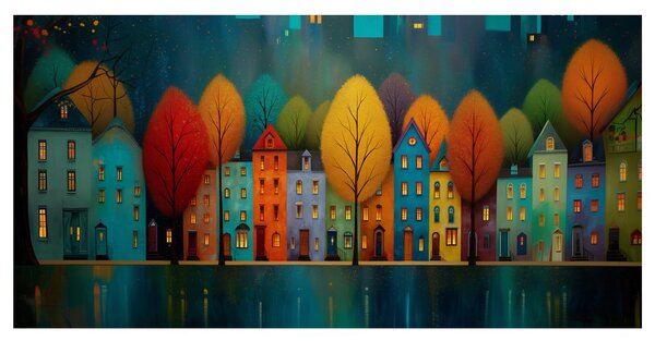 Quadro su tela – Luci della città di notte
