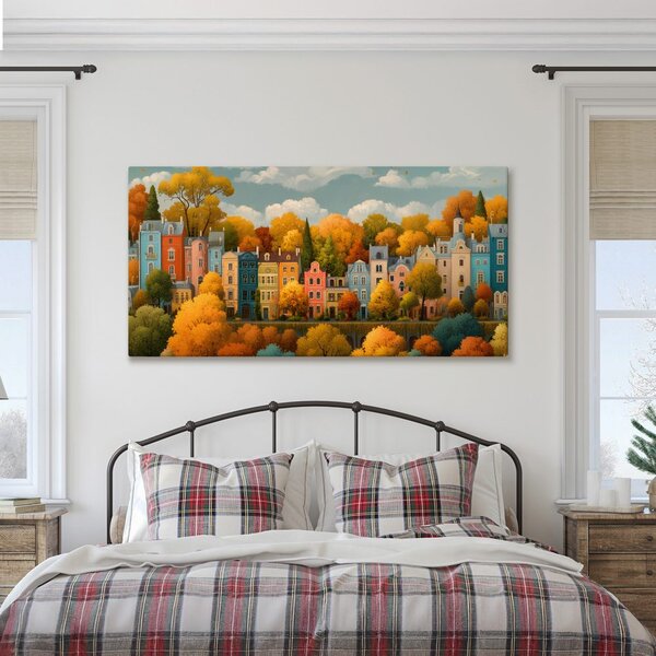 Quadro su tela – Case colorate in autunno