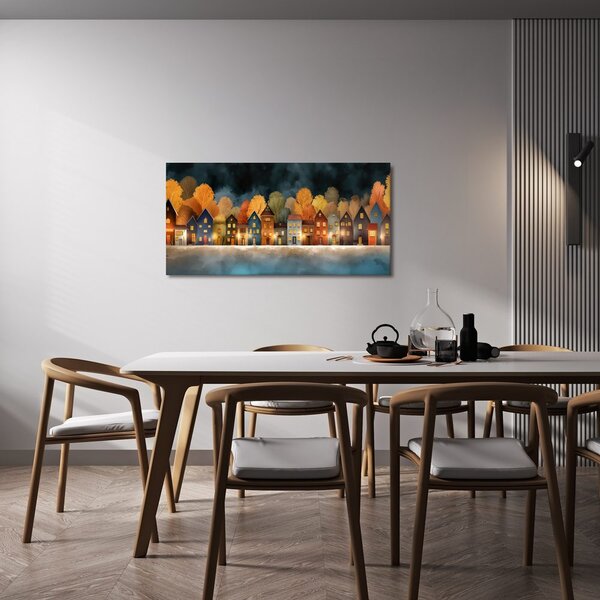Quadro su tela – Casette illuminate festive