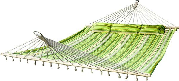 VivaGarden Amaca da Giardino Matrimoniale 284x140 cm con Cuscino in Cotone colore Verde/Giallo