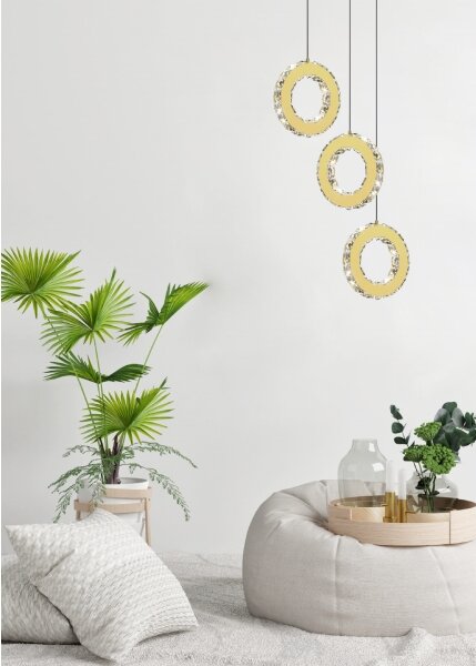 Zuma Line MD3713-1-3GT - Lampadario LED dimmerabile a sospensione con cavo GIRONA LED/10W/230V, oro