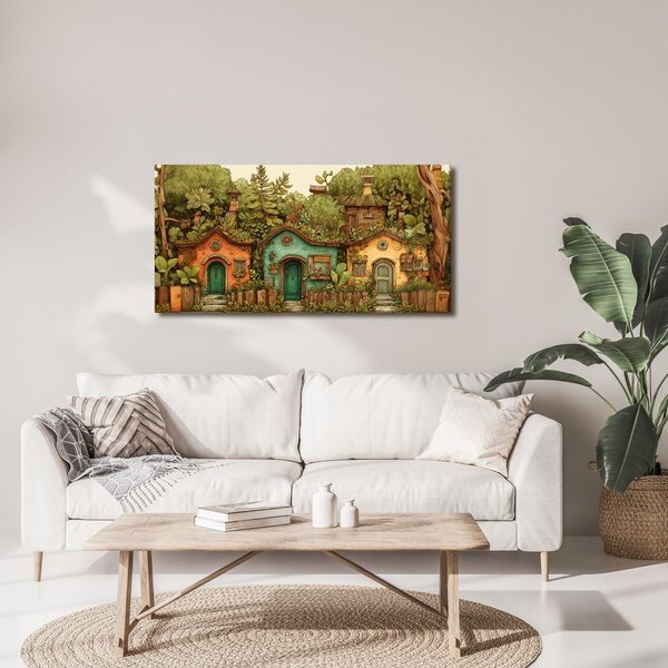 Quadro su tela – Casette rustiche e verde