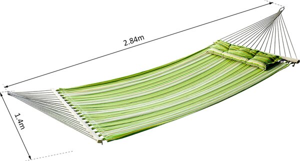VivaGarden Amaca da Giardino Matrimoniale 284x140 cm con Cuscino in Cotone colore Verde/Giallo